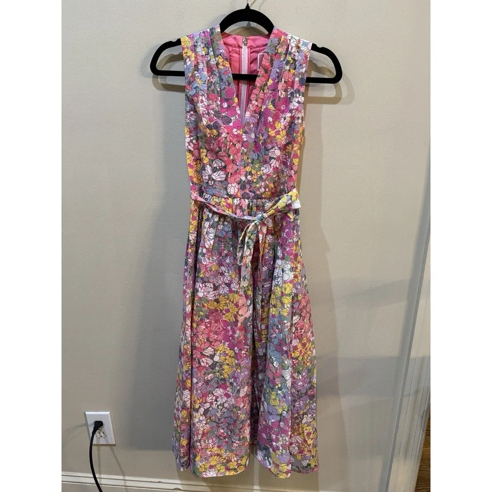 Kate Spade Pink Floral Sleeveless Burnout Dress Size O